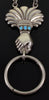 Antique Victorian Hand Key Holder Chatelain Chain Sterling Turquoise Garnet C.1860