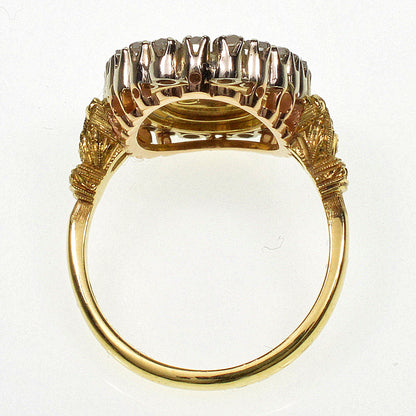 Antique Edwardian 14K Gold Enamel Diamonds Ring Size 8 1/2 C.1900