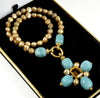 Designer Italian 18K Amazonite Citrine Cross Pendant Enhancer South Sea Pearls Necklace