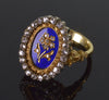 Antique Edwardian 14K Gold Enamel Diamonds Ring Size 8 1/2 C.1900