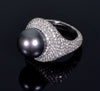 Italian 18K Gold Diamond South Sea Pearl Cocktail Ring