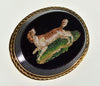 Victorian King Charles Spaniel Micro Mosaic 14K Gold Pin Brooch Italy Grand Tour C.1880
