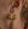 Antique Victorian Etruscan Revival 14K Gold Earrings Pearls Flowers C.1860