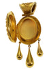 Antique Victorian 18K Gold Micromosaic Locket Pendant Lamb Of God Etruscan Revival Italian Grand Tour C.1860