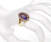 Antique Edwardian 14K Gold Enamel Diamonds Ring Size 8 1/2 C.1900