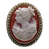 Antique Victorian 14K Gold Marie De Medici Cameo Pendant Brooch Hardstone Pearl C.1890