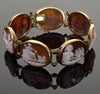 Antique Victorian 14K Gold Cameo Bracelet Carnelian Shell 7 Days Of The Week Roman Gods C.1880