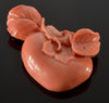 Antique Salmon Coral Hand Carved Large Fruit Sterling Brooch C.1900