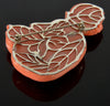 Antique Salmon Coral Hand Carved Large Fruit Sterling Brooch C.1900