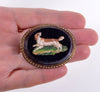 Victorian King Charles Spaniel Micro Mosaic 14K Gold Pin Brooch Italy Grand Tour C.1880