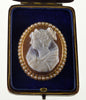 Antique Victorian 14K Gold Marie De Medici Cameo Pendant Brooch Hardstone Pearl C.1890