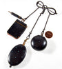 Victorian Gunmetal Turquoise Lockets Snake Chatelaine Brooch Pin C.1880