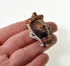 Antique Egyptian Revival 14K Gold Pharaoh Brooch Enamel Diamond Ruby Tiger's Eye C.1900
