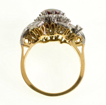 Antique Edwardian 18K Gold Opal Diamond Cocktail Ring C.1900