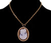 Antique Victorian 14K Gold Marie De Medici Cameo Pendant Brooch Hardstone Pearl C.1890