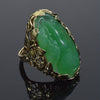 Antique Arts & Crafts 14K Gold Jadeite Jade Ring C.1900