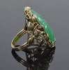 Antique Arts & Crafts 14K Gold Jadeite Jade Ring C.1900