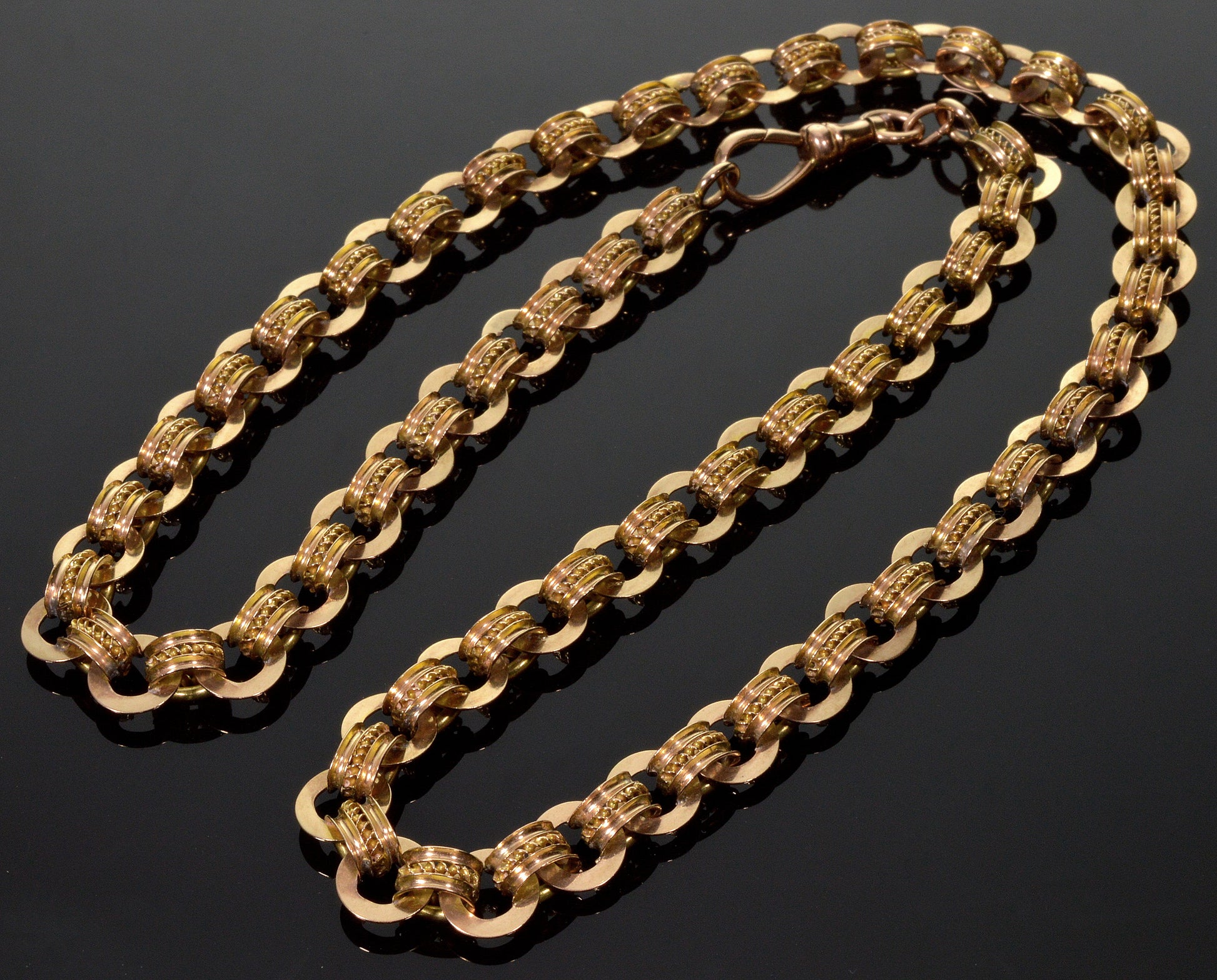 Antique Victorian 14K Gold Fancy Link Chain Necklace C.1890