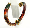 Fidia Gioielli Italian 18K Gold Sterling Enamel Bangle Bracelet