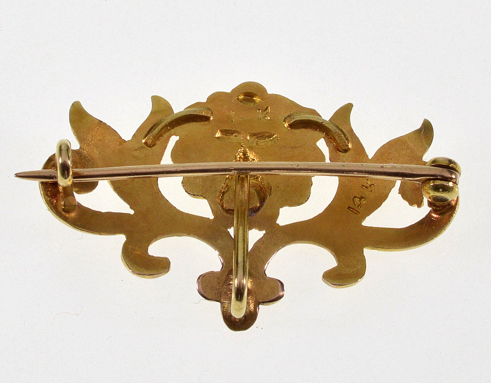 Antique Art Nouveau God Aeolus 14K Gold Brooch Watch Pin C.1900