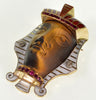 Antique Egyptian Revival 14K Gold Pharaoh Brooch Enamel Diamond Ruby Tiger's Eye C.1900