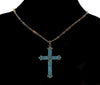 Antique Victorian 9K Gold Turquoise Cross Pendant C.1880 Pave Turquoise Carved Roses