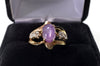 Natural Star Sapphire Diamond 14K Gold Ring Size 4 C.1940