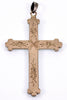 Antique Victorian 9K Gold Turquoise Cross Pendant C.1880 Pave Turquoise Carved Roses
