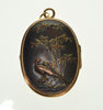 Antique Japanese Shakudo 14K Gold Locket Pendant Mixed Metal Meiji Period C.1880