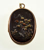 Antique Japanese Shakudo 14K Gold Locket Pendant Mixed Metal Meiji Period C.1880