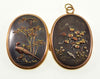 Antique Japanese Shakudo 14K Gold Locket Pendant Mixed Metal Meiji Period C.1880