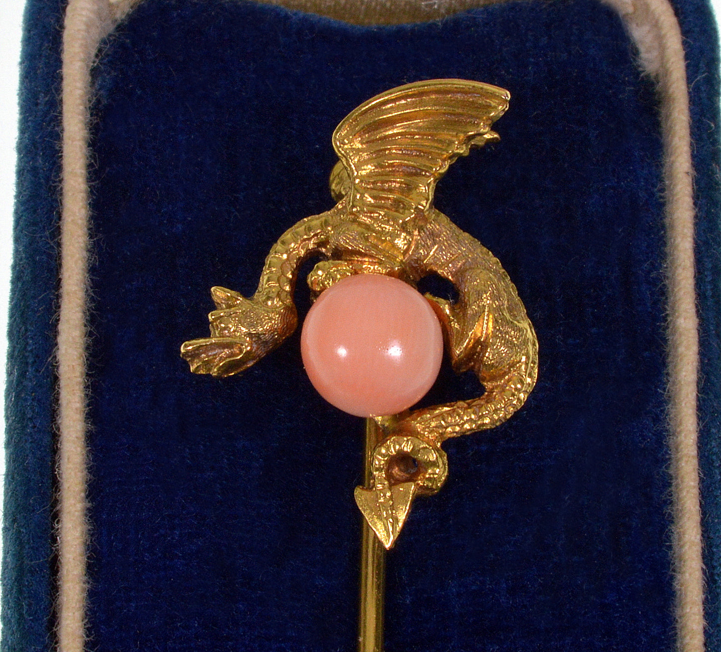 Antique Art Nouveau 14K Gold Gargoyle Griffin Dragon Stick Pin C.1900