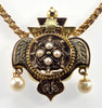 Antique Victorian 14K Gold Pendant Chain Necklace Etruscan Revival C.1860