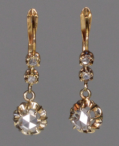 Antique French 18K Gold 0.5 CTW Diamond Earrings C.1890