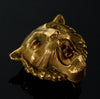 Antique Art Nouveau 10K Gold Ruby Lion's Head Brooch Pin C.1900
