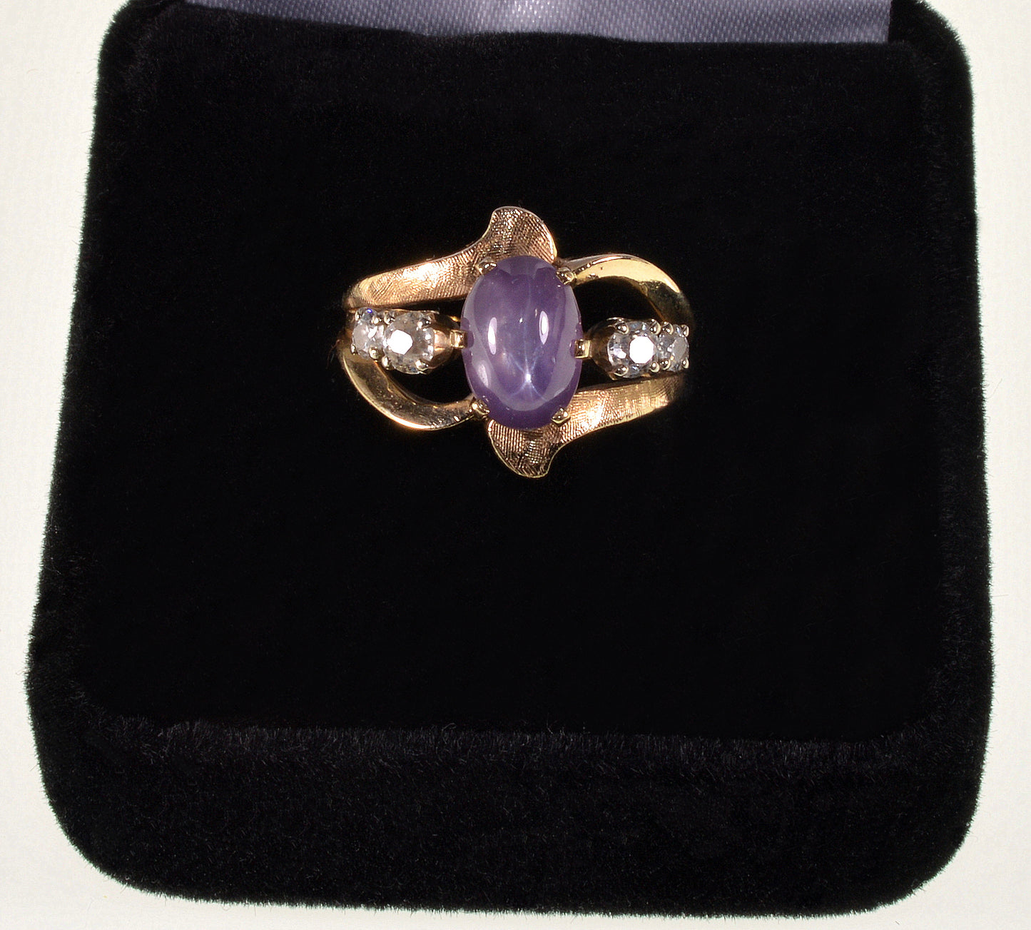 Gump's Star Ruby Diamond 14K Gold Ring Size 4 C.1930