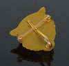 Antique Art Nouveau 10K Gold Ruby Lion's Head Brooch Pin C.1900