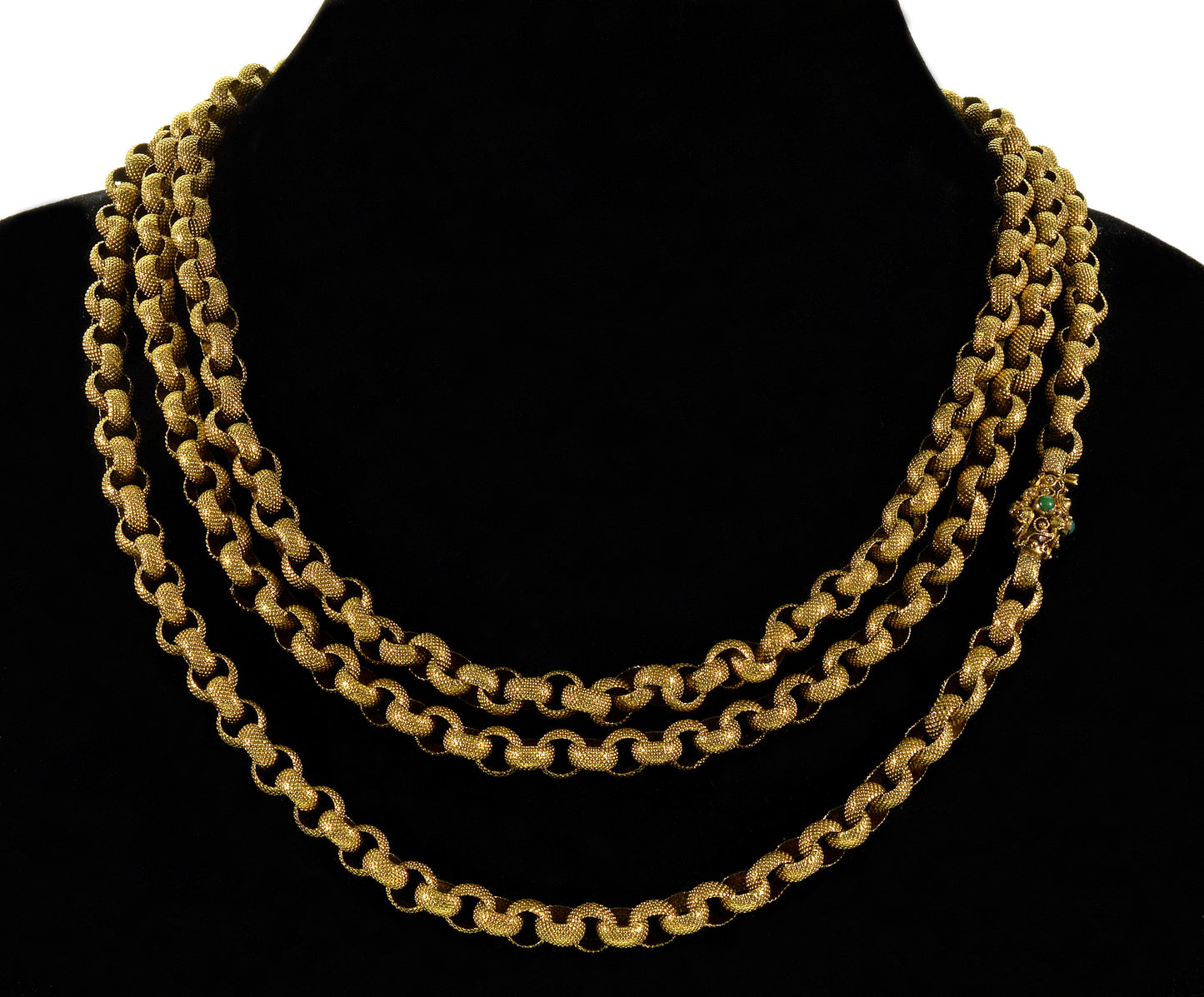 Antique Georgian 14K Gold Longuard Muff Chain Necklace 60" C.1820