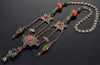 Antique Tibetan Silver Coral Turquoise Necklace Late Qing C.1880