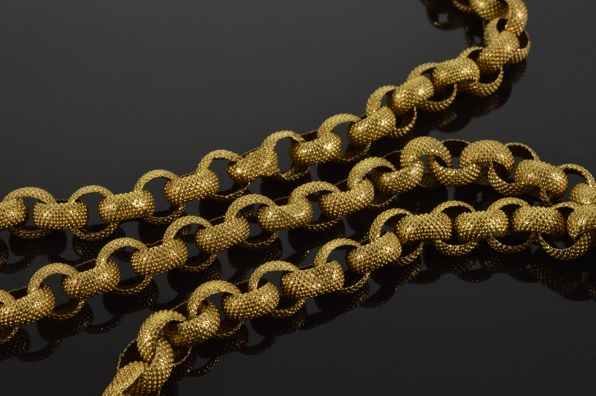 Antique Georgian 14K Gold Longuard Muff Chain Necklace 60" C.1820