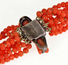 Antique Chinese Salmon Coral Necklace Carved Dragon Clasp