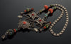 Antique Tibetan Silver Coral Turquoise Necklace Late Qing C.1880